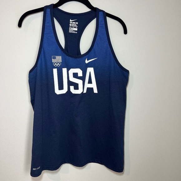 Nike Womens Team USA Racerback Dri-Fit Tank Top Navy Blue 2016 Olympics Shirt XL - Picture 1 of 12